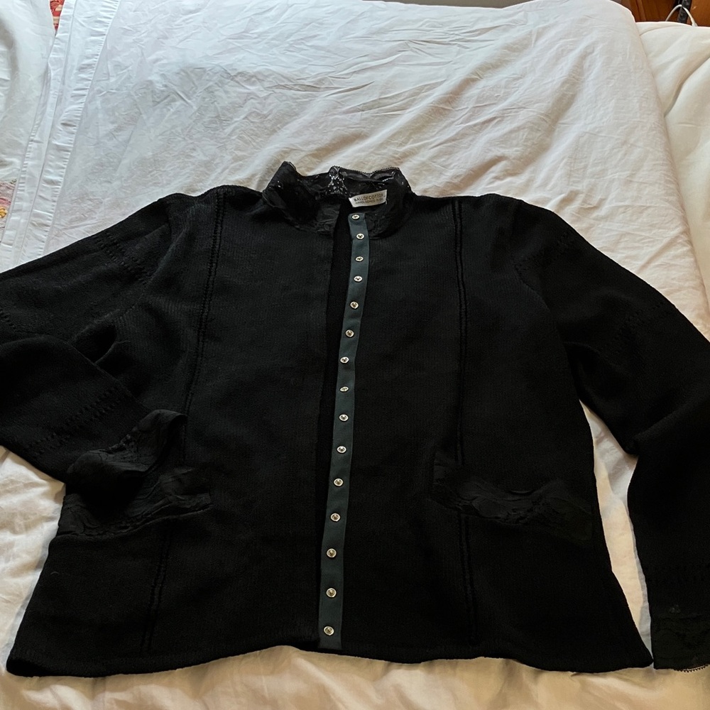 Women's Black Button-Up Sweater Jacket